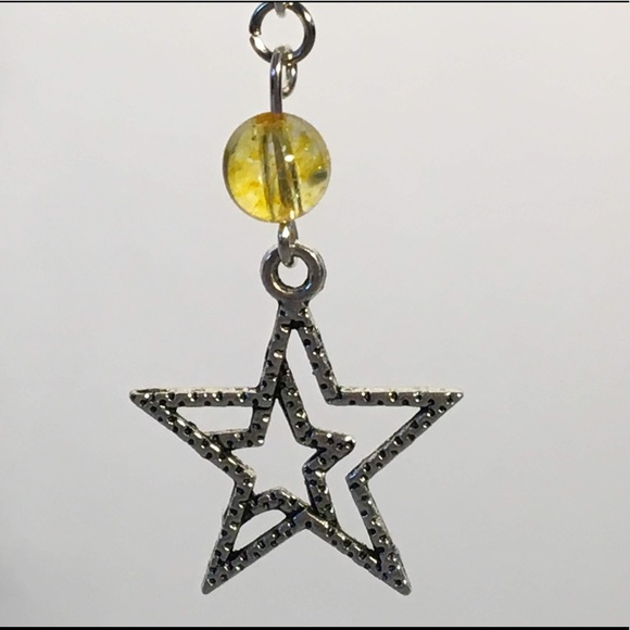 Yellow Citrine Silver Star Earrings - Picture 2 of 8